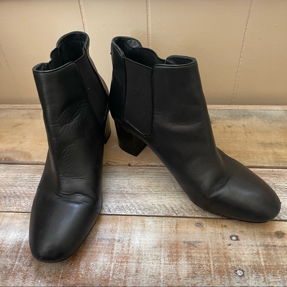 Kate Spade New York Leah Chelsea Block Heel Black Leather Ankle Booties Boots - Picture 12 of 12